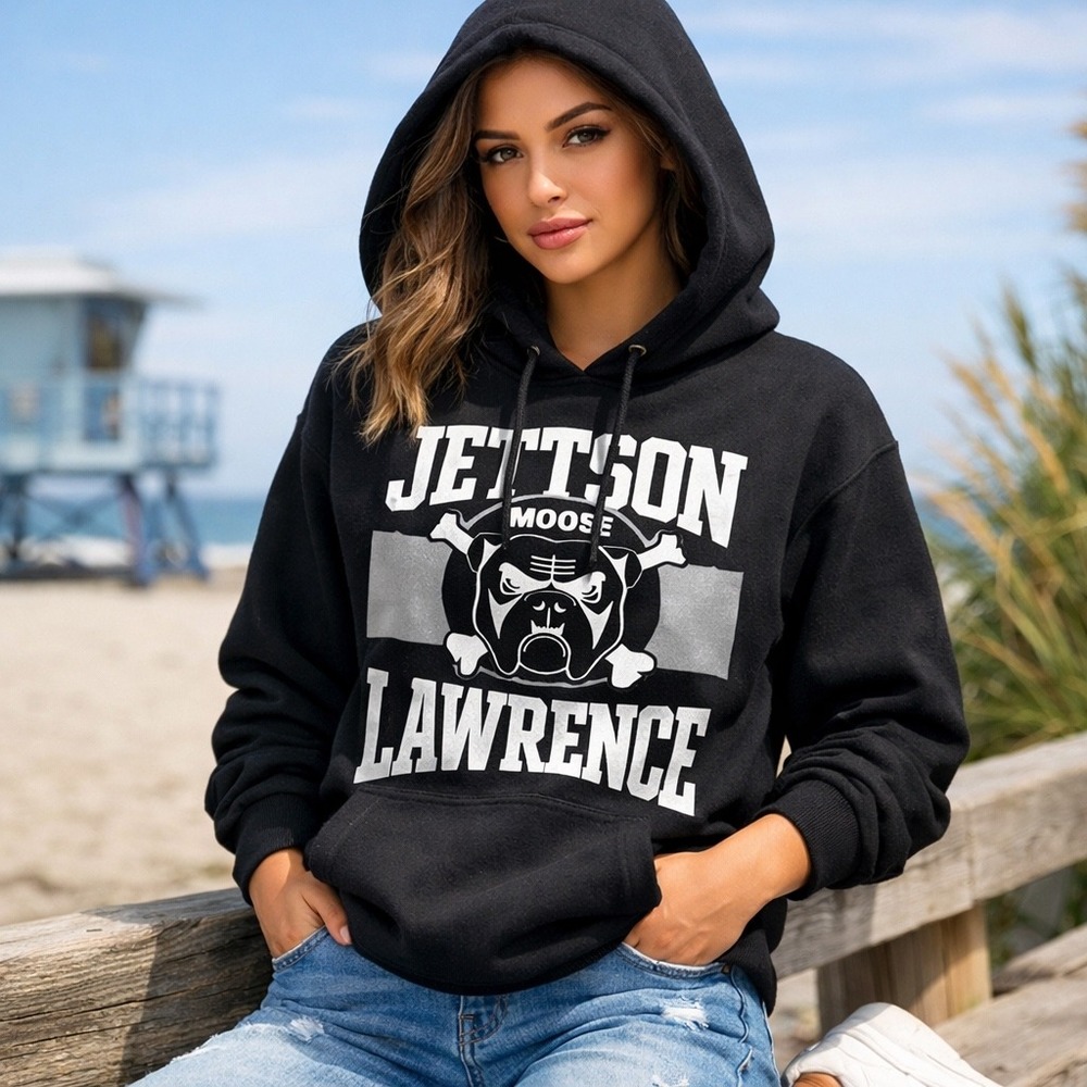 Jettson Co Lawrence Moose‎ Bulldog Graphic Hoodie Black Womens Small Streetwear